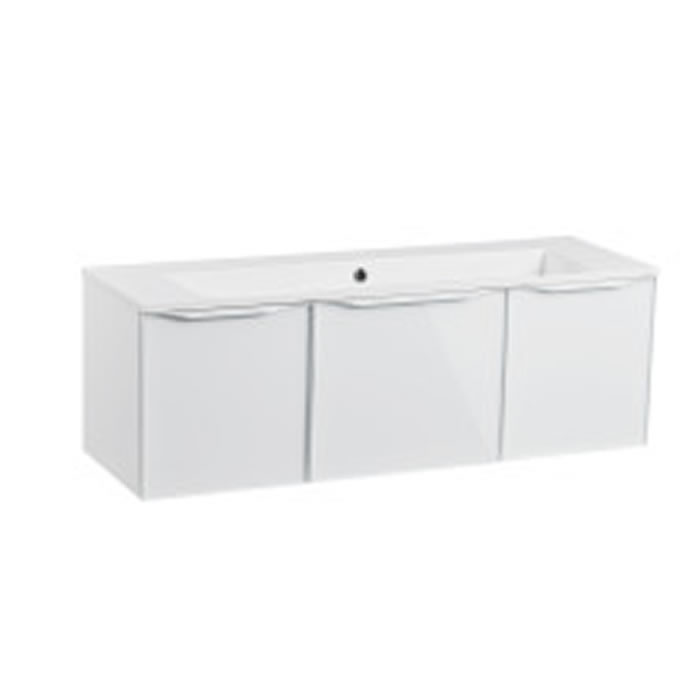 Roper Rhodes Frame 1200mm Wall Mounted Basin Unit with Triple Drawers in Gloss White - FRM1200S.W