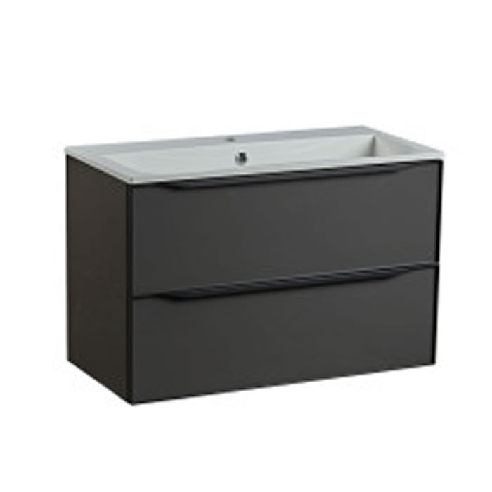Roper Rhodes Frame 800mm Wall Mounted Basin Unit with Double Drawers in Gloss Dark Clay - FRM800D.GDC